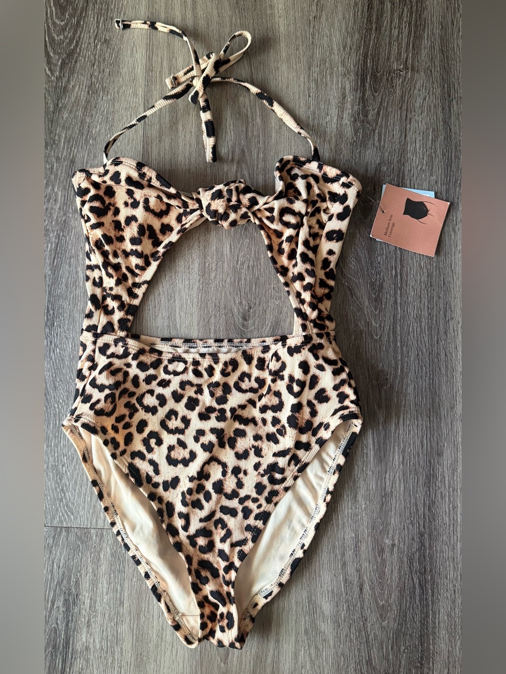 Shade & Shore Leopard Print Cut Out One Piece Swimsuit